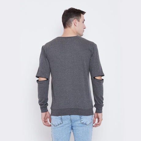 Charcoal Elbow Zipped Sweatshirt Sweatshirts - Fugazee