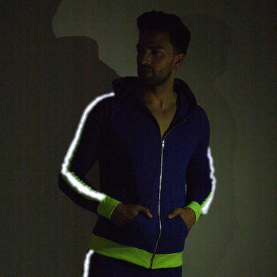 Blue Neon Reflective Taped Sweatshirt Sweatshirts - Fugazee