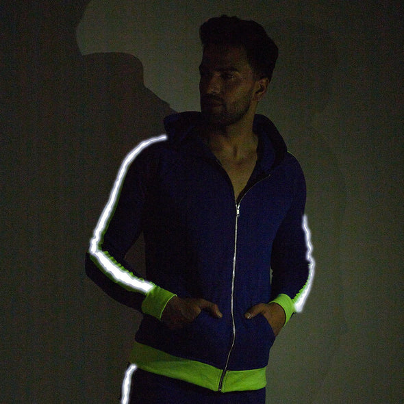 Blue Neon Reflective Taped Sweatshirt Sweatshirts - Fugazee