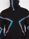 Black Rainbow Reflective Taped Tracksuit With Matching Face Cover