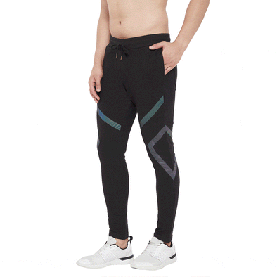 Black Rainbow Reflective Taped Joggers