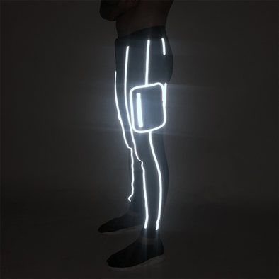 Black Reflective Piping Cargo Joggers Joggers - Fugazee