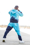 Paint Blue Ombre Oversized Combo Tracksuit