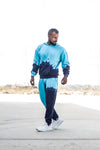 Paint Blue Ombre Oversized Combo Tracksuit