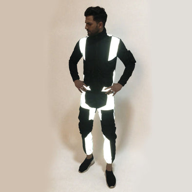 Black Nylon Reflective Cargo Light Weight Combo Tracksuit
