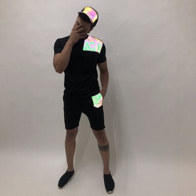 Black Rainbow Reflective Clothing Set with Matching Cap