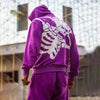 Purple Skeleton Print Oversized Combo Tracksuit