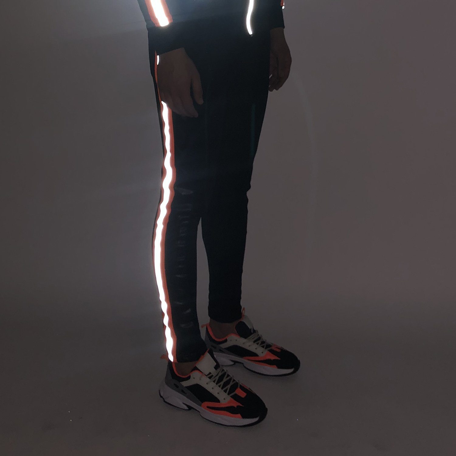 All Black Neon Orange Reflective Joggers  Buy Men Trackpants  Fugazee   FUGAZEE