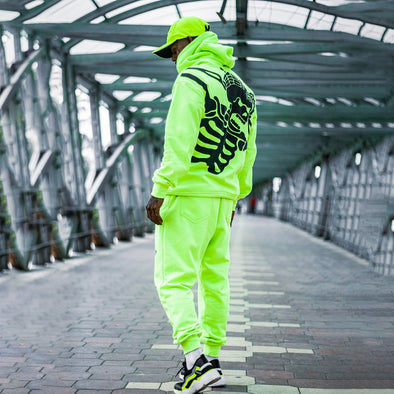 Neon Green Skeleton Print Oversized Combo Tracksuit