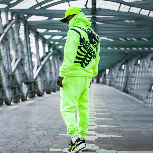 Neon Green Skeleton Print Oversized Combo Tracksuit