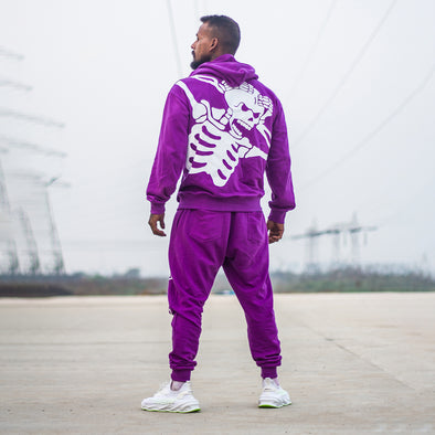 Purple Skeleton Print Oversized Combo Tracksuit