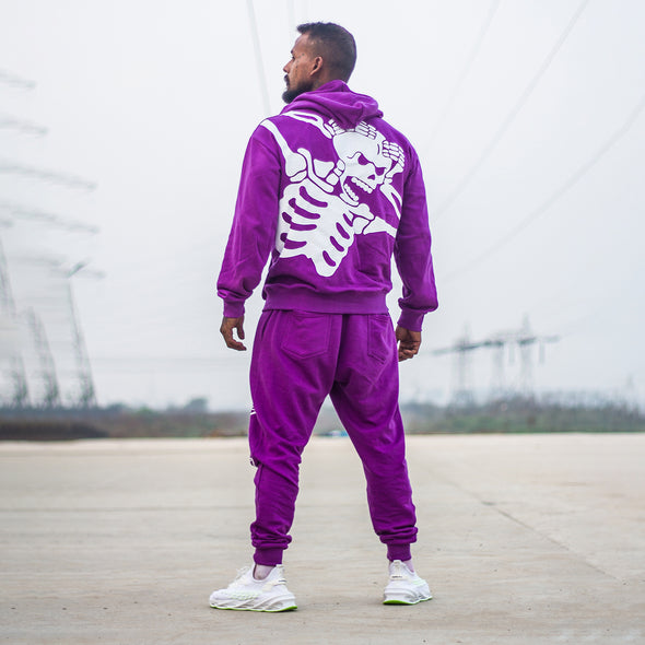 Purple Skeleton Print Oversized Combo Tracksuit