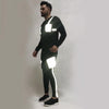 Black Reflective Chest Pocket Taped Sweatshirt and Cargo Joggers Combo Suit