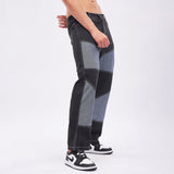 Black Reversed Cut-Sew Panel Denim