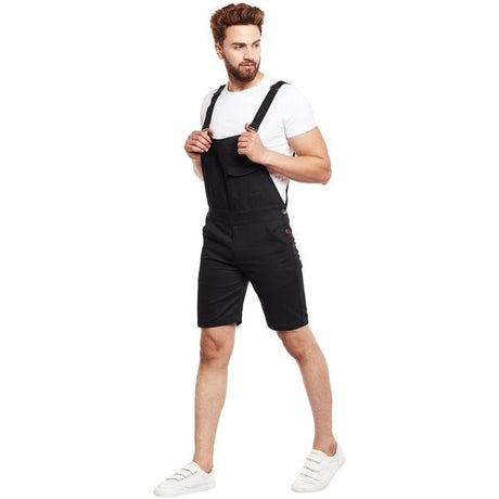 All Black Knee Length Dungaree Dungarees - Fugazee