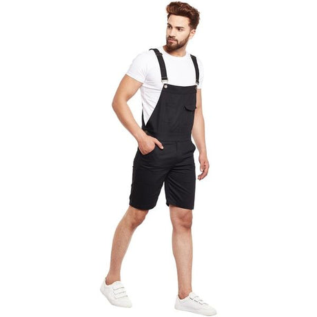All Black Knee Length Dungaree Dungarees - Fugazee