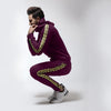 Maroon Caution taped Sweatshirt and Trackpants Combo Tracksuit