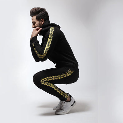 Black Caution Taped Combo JogSuit Suits - Fugazee