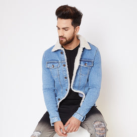 Faux Fur Denim Jacket Jackets - Fugazee