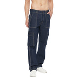 Dark Washed Cargo Carpenter Denim Jeans Fugazee 