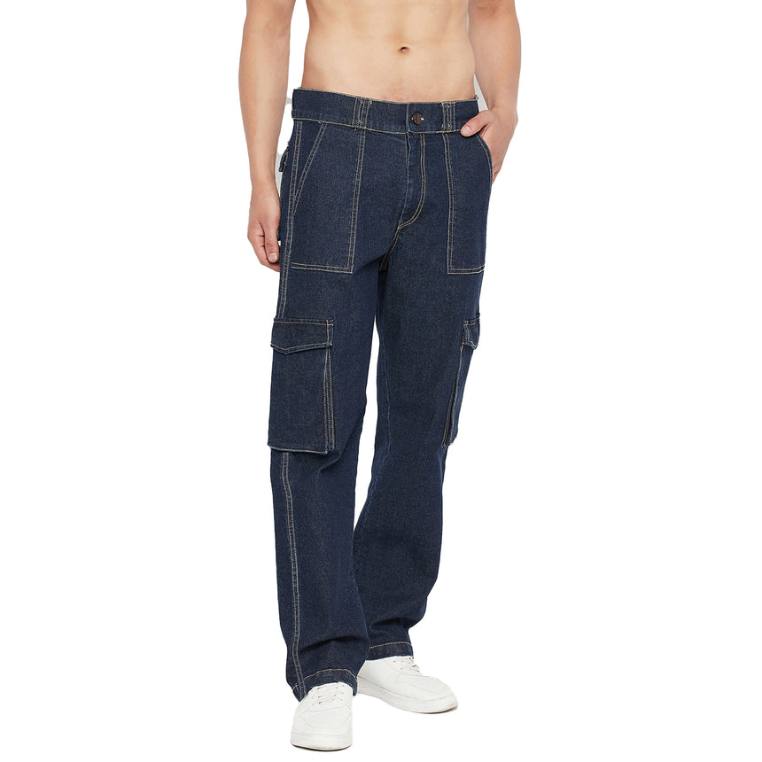 Dark Washed Cargo Carpenter Denim Jeans Fugazee 